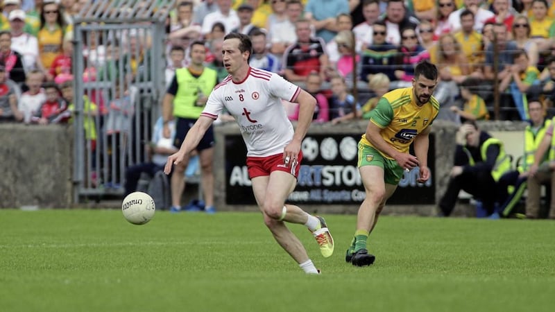 Tyrone&#39;s Colm Cavanagh during their win over Donegal on Sunday. Picture by Seamus Loughran 