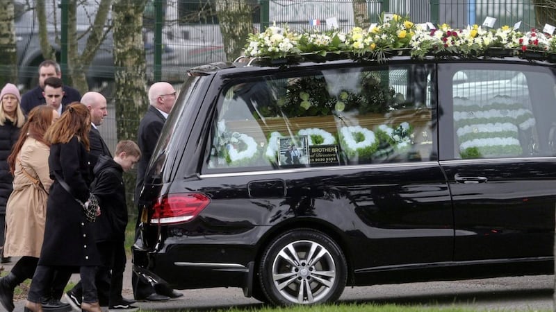 Jim Crossley&#39;s funeral as it made its way to St Michael&#39;s Church, Finaghy Road North 