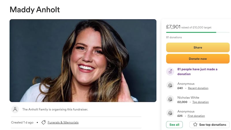 Comedian and actor Maddy Anholt has died aged 35 after being diagnosed with brain cancer (Family handout/GoFundMe/PA)