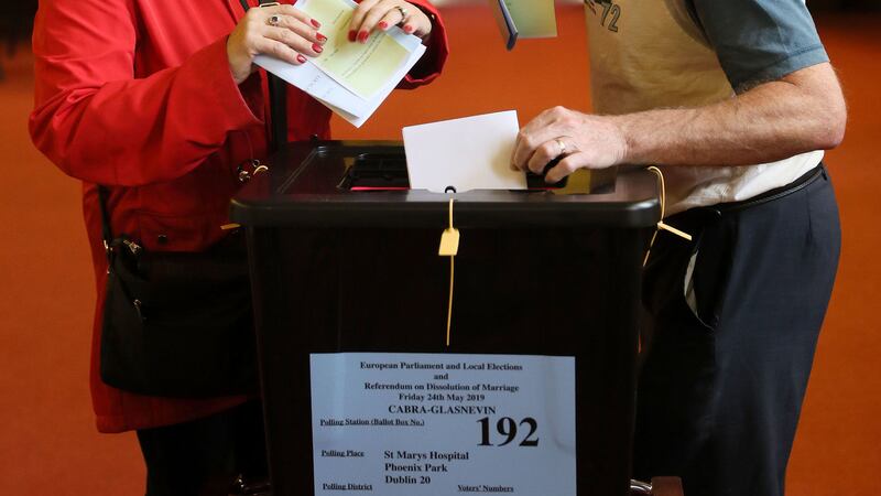 &nbsp;People cast their votes at St Mary's Hospital in the Phoenix Park, Dublin, as people across the Republic go to the polls to vote in the European and local elections along with the referendum on Ireland's divorce laws