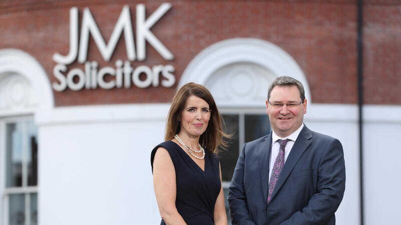 Announcing JMK&#39;s expansion plans at the firm&rsquo;s St Anne&rsquo;s Square, Belfast location are Maurece Hutchinson, managing director and chairman Jonathan McKeown 