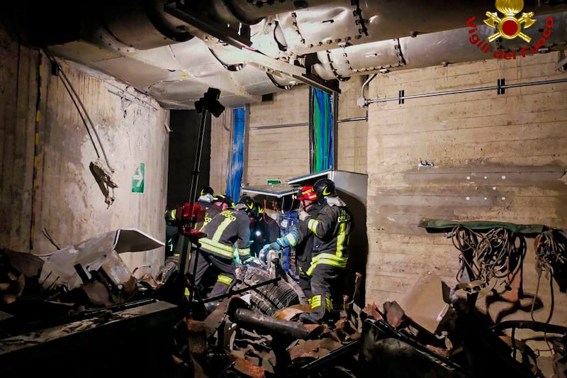 Rescue operations inside the Enel Green Power hydroelectric plant (Italian Fire Brigades/AP)