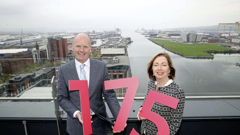 Belfast Harbour boss Joe O&rsquo;Neill with chair Dr Theresa Donaldson, launching the 175th celebrations. 