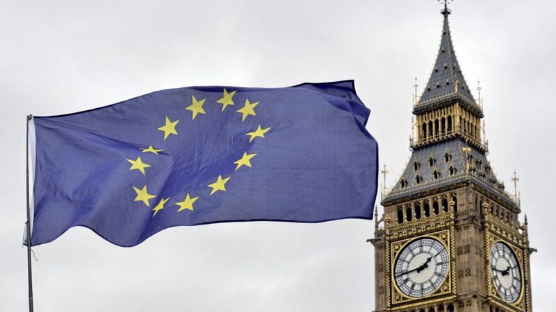 An EU flag flies in front of the Houses of Parliament in Westminster, London, after the letter informing the European Council of Britain&#39;s intention to leave the European Union has been handed over to EC president Donald Tusk in Brussels. PRESS ASSOCIATION Photo. Picture date: Wednesday March 29, 2017. See PA story POLITICS Brexit. Photo should read: Victoria Jones/PA Wire. 
