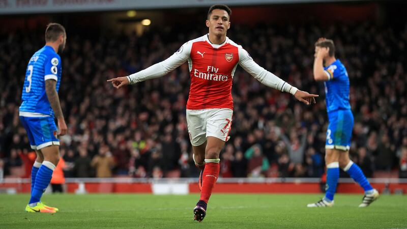 Arsenal's Alexis Sanchez celebrates scoring in Sunday's Premier League match against Bournemouth at the Emirates<br />Picture by PA&nbsp;