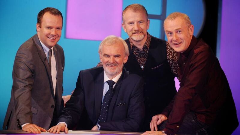 The boys from The Blame Game (l-r &ndash; Neil Delamere, Tim McGarry, Jake O&#39;Kane and Colin Murphy) return to TV next week to celebrate its 10th anniversary 