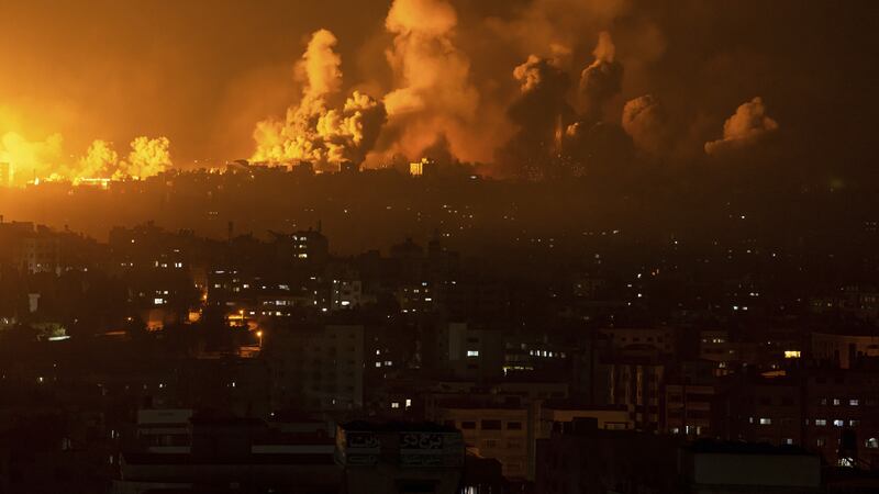 Fire and smoke rise following an Israeli airstrike in Gaza City (AP Photo/Fatima Shbair, File)