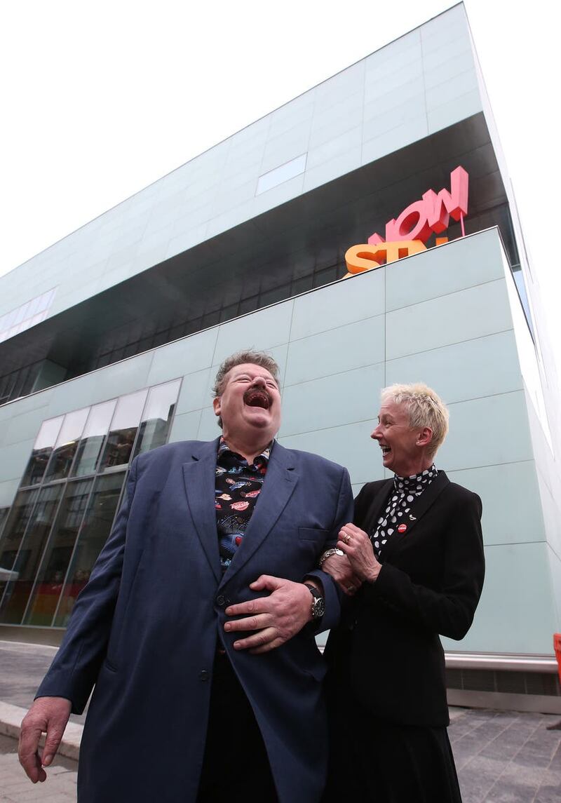 Actor Robbie Coltrane with TV presenter Muriel Gray during the opening of Glasgow School of Art’s new £30 million Reid building on April 9 2014