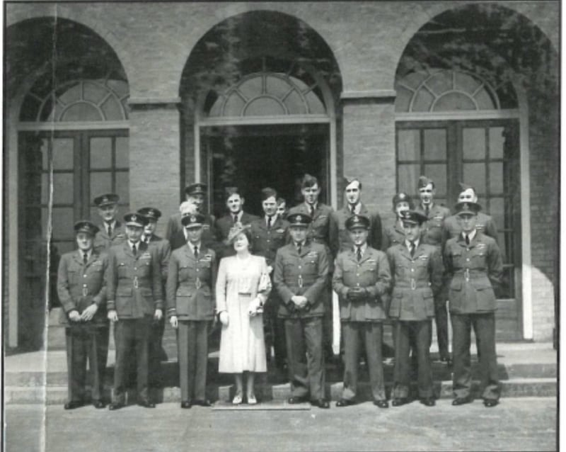 An undated photo showing King George VI and Queen Elizabeth, The Queen Mother, outside the Officers' Mess at RAF Scampton (West Lindsey District Council/PA)