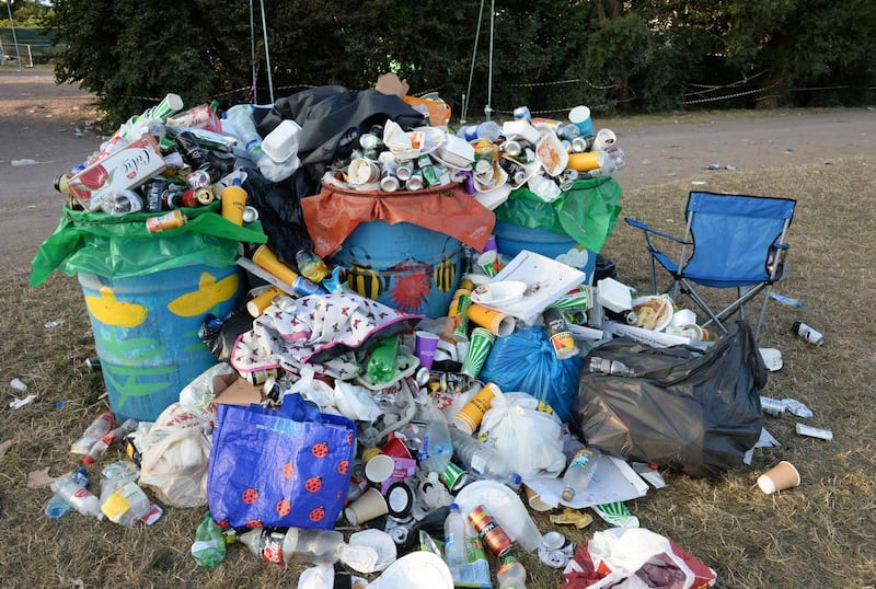 Rubbish left following the Glastonbury Festiva