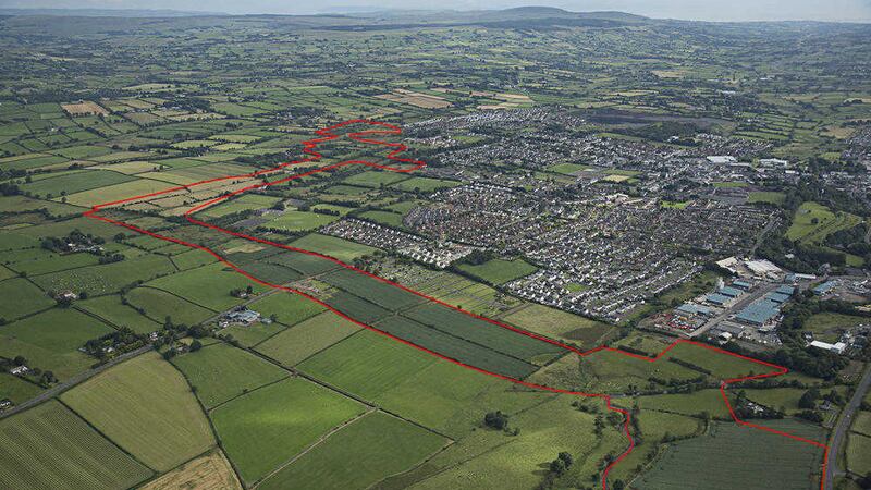 An aerial view of the massive 165-acre site near Ballyclare, Co Antrim 