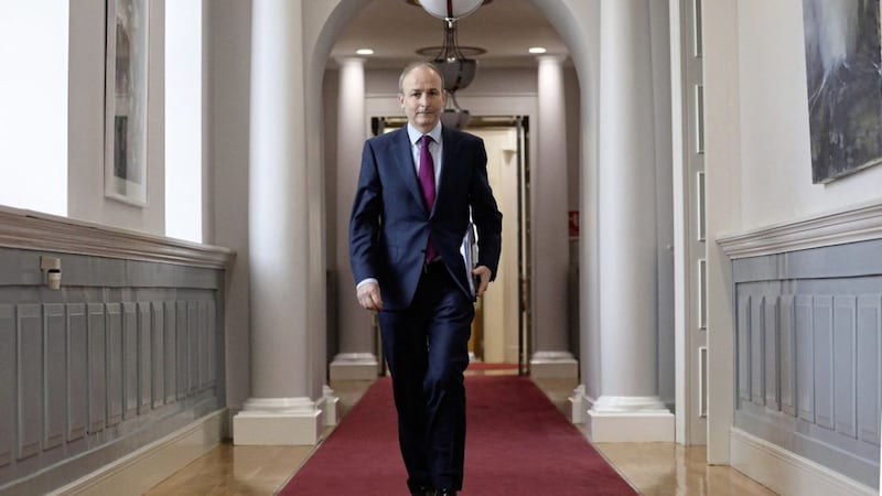 Taoiseach Mich&eacute;al Martin arrives for a live video call with survivors and stakeholders at Government Buildings in Dublin after the publication of the Commission of Investigation into Mother and Baby Homes. 