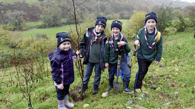 From left, Abby Connolly, Joshua Connolly, Oliver Smith and Max Friel from 1st Castlerock Scout group Picture: Michael Cooper 