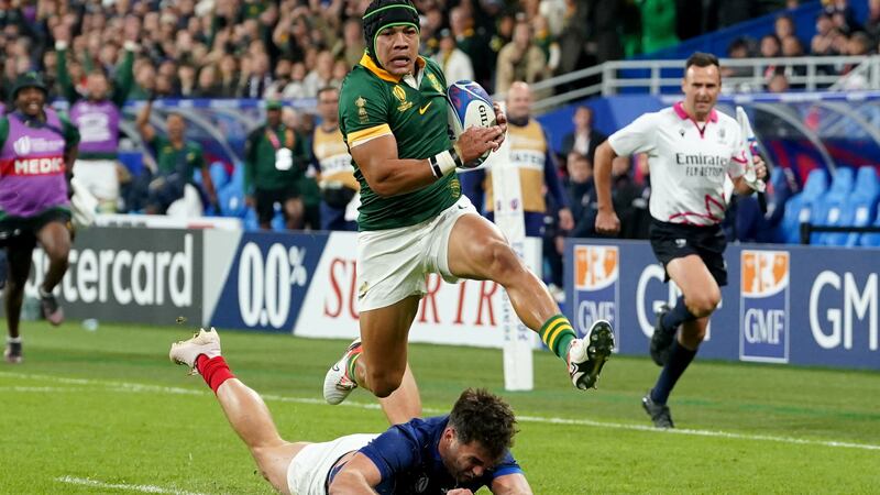 Cheslin Kolbe made a big impact at both ends in South Africa’s win (Gareth Fuller/PA)