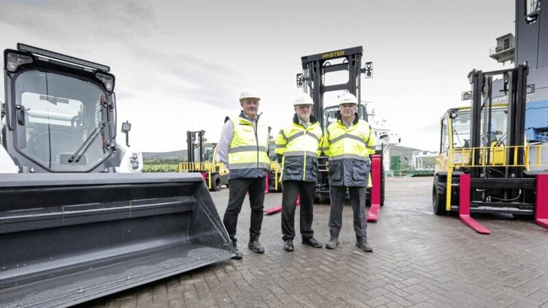 Welcoming an &pound;800,000 investment in new plant equipment at Warrenpoint Port are: Tom Rodgers, health and safety manager; Ian Taylor, operations manager; and Eoin O&rsquo;Mahony, head of engineering and estates. 