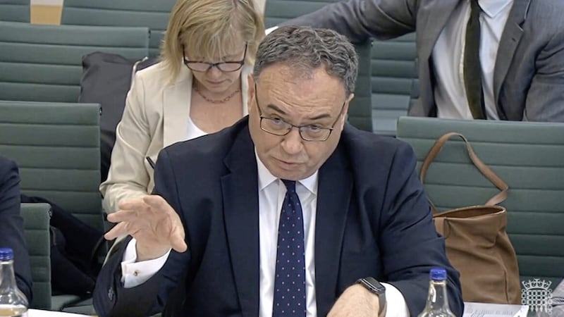 Bank of England governor Andrew Bailey answers questions in the Treasury Select Committee 