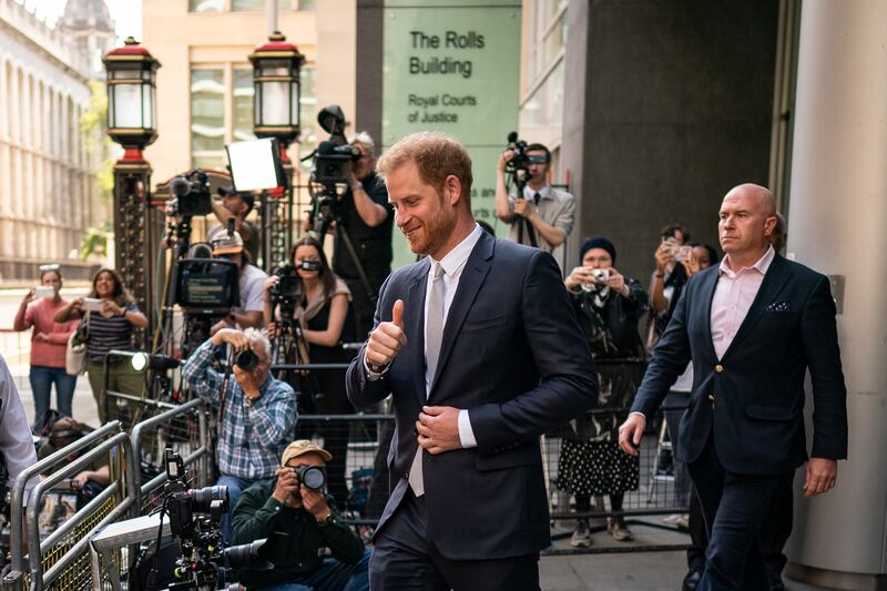 The Duke of Sussex leaving the High Court in London after giving evidence in the phone hacking trial against Mirror Group Newspapers (MGN) earlier this year