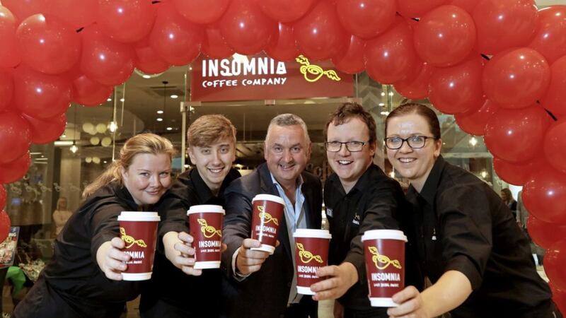 Insomnia Coffee CEO, Harry O&#39;Kelly joins the team at the new Belfast store in CastleCourt 