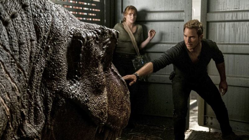 Bryce Dallas Howard as Claire Dearing and Chris Pratt as Owen Grady in Jurassic World: Fallen Kingdom 