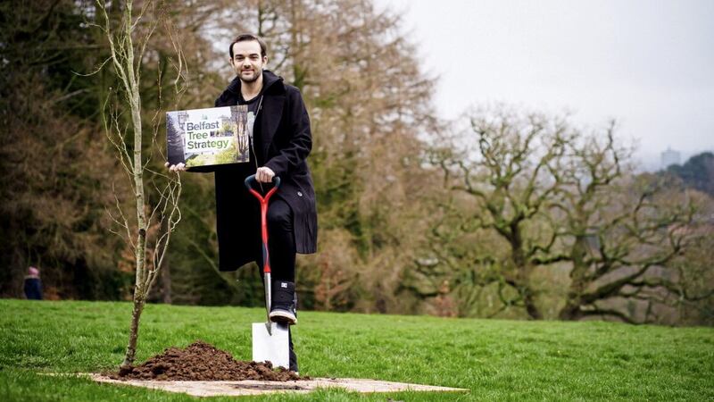 Alliance councillor Mickey Murray pictured at the launch of Belfast&#39;s Tree Strategy. 