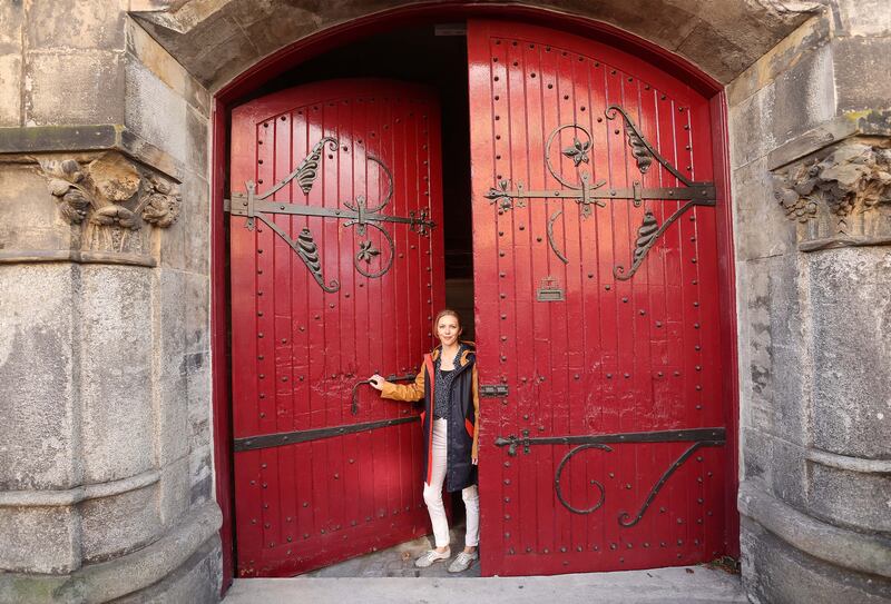 Mari McKee, Hearth Historic Buildings Trust's development officer, t the entrance to Riddel's Warehouse. Picture Mal McCann