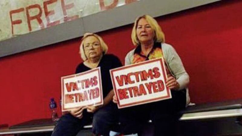 Helen Deery (left) and Linda Nash are staging a sit-in at the Museum of Free Derry over the inclusion of RUC and British army names in a troubles&#39; victims&#39; exhibition which includes their brothers&#39; names. 