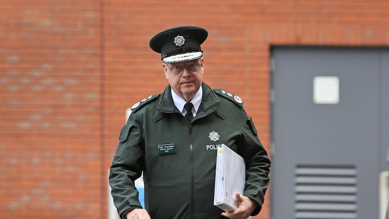 Police Service of Northern Ireland (PSNI) Chief Constable Simon Byrne arrives for an emergency meeting of the Northern Ireland Policing Board at James House in Belfast, following a data breach. Picture by Liam McBurney, PA