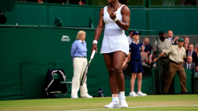 Serena Williams celebrates beating Heather Watson on day five of Wimbledon on Friday<br />Picture: PA