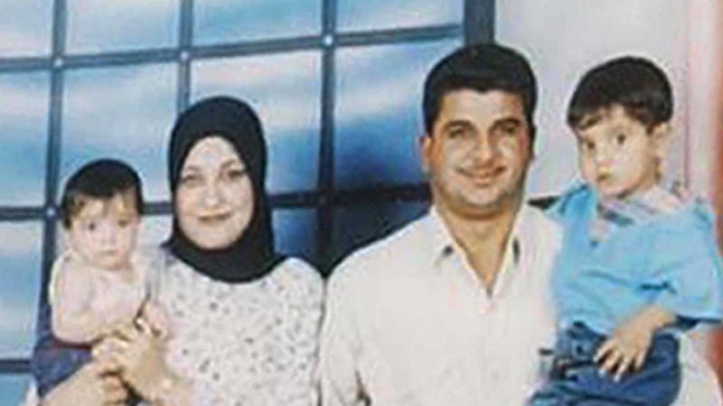 Baha Mousa who died in British army custody, pictured with his wife and two children&nbsp;
