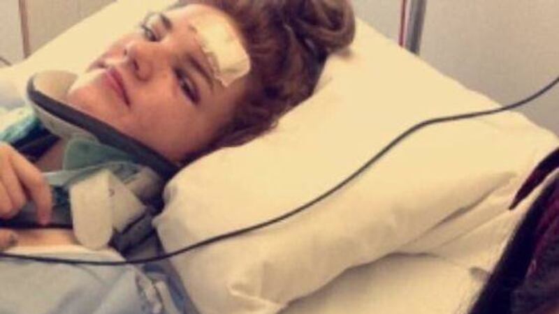 Phoebe Clawson (16) who was run over by a car driven by a leading Orangeman, pictured in hospital  