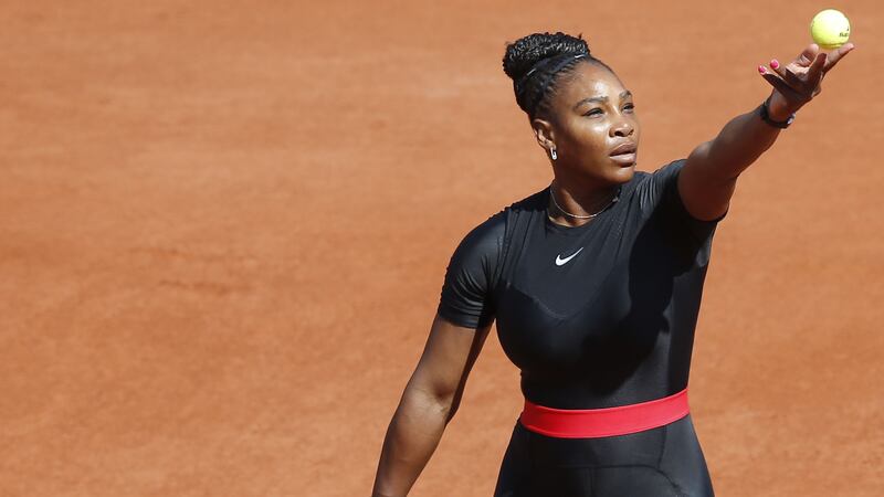 Williams wore an eye-catching black catsuit during her French Open victory.