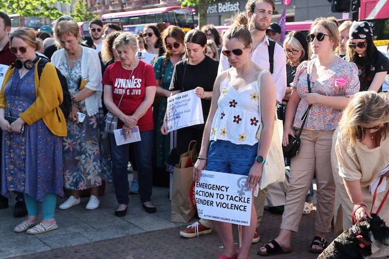 Wednesday's Belfast gathering was held ahead of a vigil in Ballymena on Wednesday evening. Picture by Hugh Russell