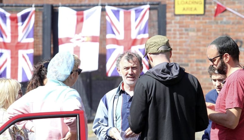 Comedian Tommy Tiernan on the set of a new Channel 4 sitcom being filmed in west Belfast. Picture by Mal McCann 