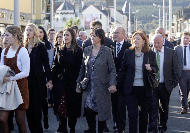 The family of the late Eamonn Burns attend his funeral. Picture by Philip Walsh 