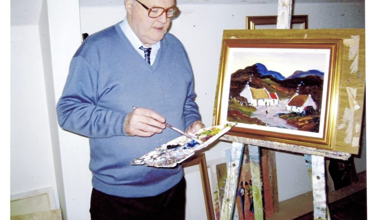 Tommy McGoldrick working on one of his rural Irish landscapes 