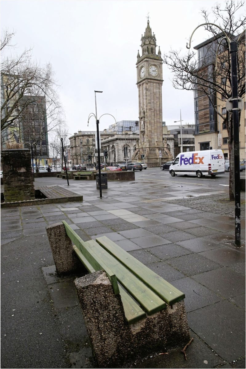 New Benches at Jubilee Square which were reinstalled by Belfast City Council Picture by Hugh Russell. 