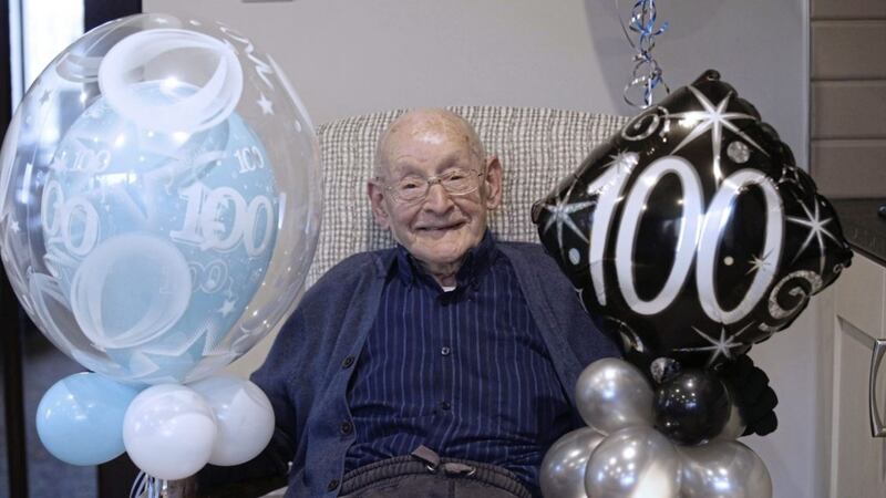 Joey Rodgers turns 100 today, pictured at his home in Co Down. Picture by Hugh Russell 