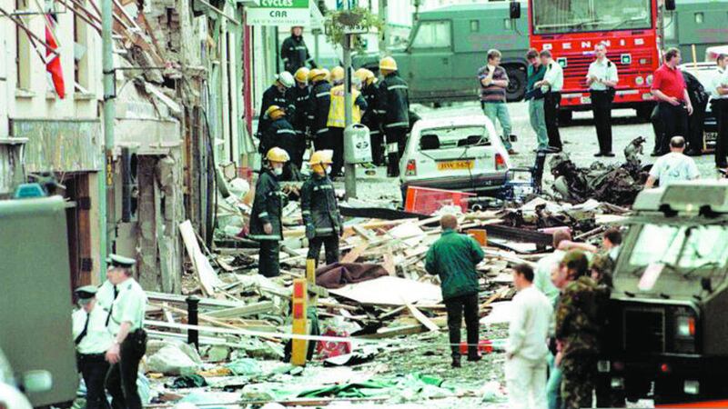 The scene of devastation shortly after the bomb in Omagh 17 years ago 