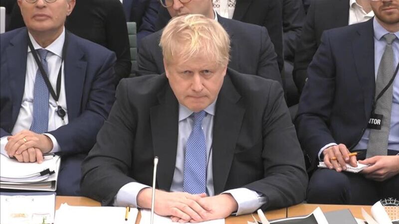 Boris Johnson giving evidence to the Privileges Committee in March (House of Commons/UK Parliament/PA)