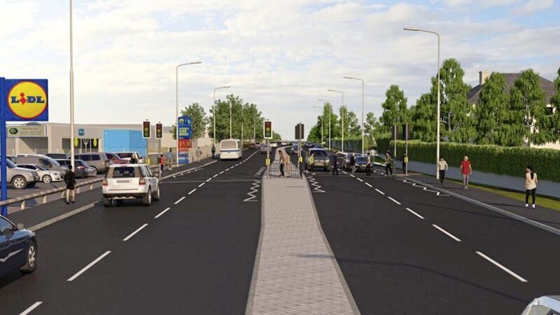 A Department for Infrastructure visual showing how the new Buncrana Road scheme would look country bound. 
