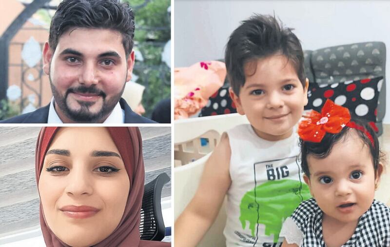 Belfast-born Palestinian Khalid El-Astal (top left) lost his wife Ashwak after an explosion in Gaza. He is now trying to bring their children Ali (4) and Sara (1) to safety.