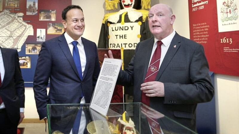 Taoiseach Leo Varadkar paid a symbolic visit to a museum established at the headquarters of loyal order, the Apprentice Boys of Derry. Picture by Margaret McLaughlin 