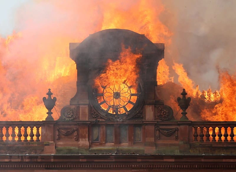 &nbsp;The clock on top of the building which houses the Primark store in Belfast has been destroyed.&nbsp;Picture by Liam McBurney, Press Association