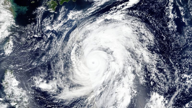 A satellite picture shows typhoon Hagibis approaching Japan Picture: NASA Worldview, Earth Observing System Data and Information System (EOSDIS) via AP) 