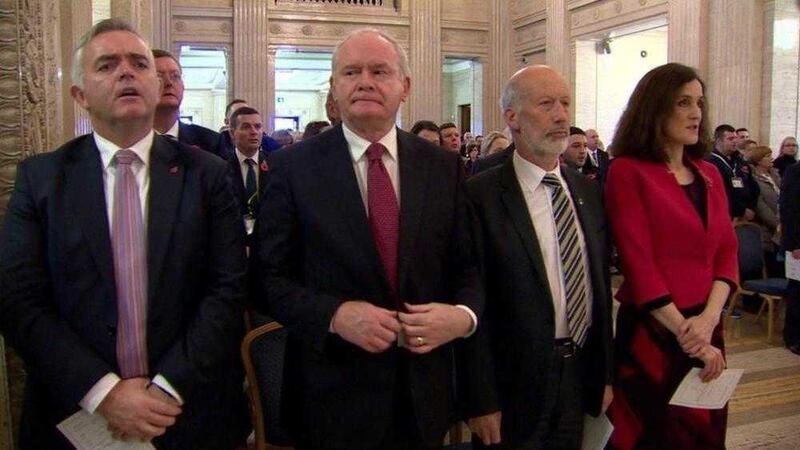 Martin McGuinness attended the Stormont remembrance ceremony where God Save the Queen was unexpectedly sung 