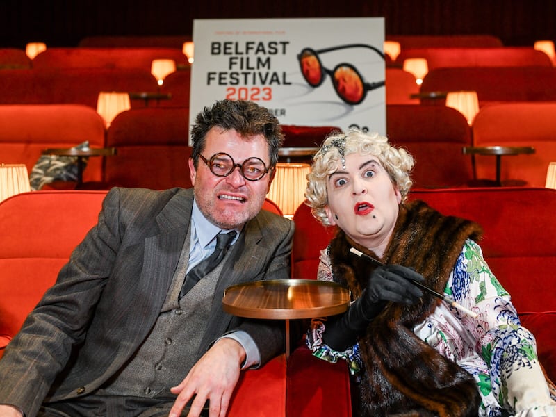 L-R Stephen Beggs (dressed as Barton Fink) and Rachael McCabe (dressed as Norma Desmond from Sunset Boulevard).