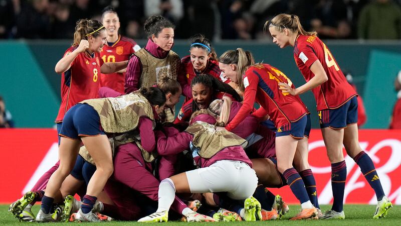 Spain will face England in the Women’s World Cup final (Alessandra Tarantino/AP)