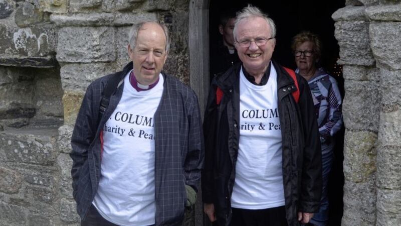 Bishop Donal McKeowen (right) and Bishop Ken Good have joined together in a number of inter-church activities. In 2017, the two church leaders retraced the journey of St Colmcille to the Island of Iona where he established his monastery