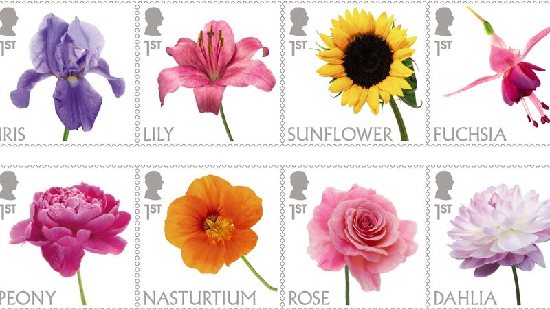 Charles III’s image in profile makes its debut on a new set of 10 special floral stamps.