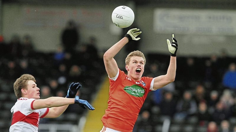 Armagh&#39;s Oisin O&#39;Neill takes a catch during last year&#39;s O&#39;Fiaich Cup. The CPA wants the month of December to be free of all inter-county and club activities 